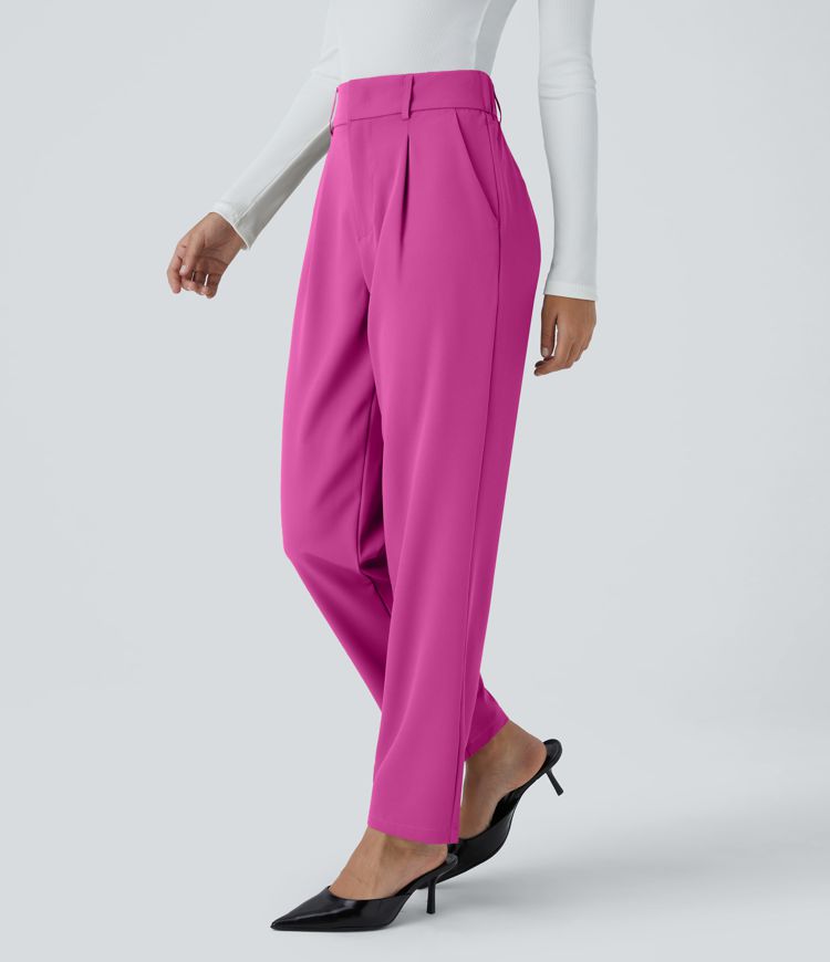 Pantalon de travail Halara Flex™ fuselé uni, taille haute, avec poches