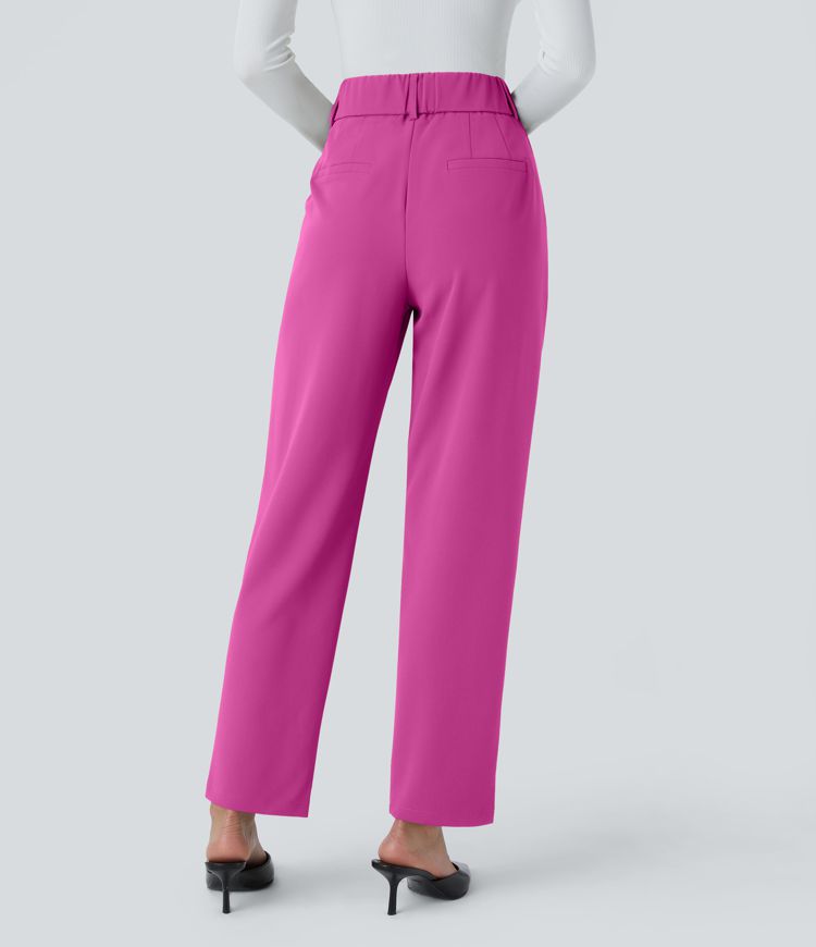 Pantalon de travail Halara Flex™ fuselé uni, taille haute, avec poches