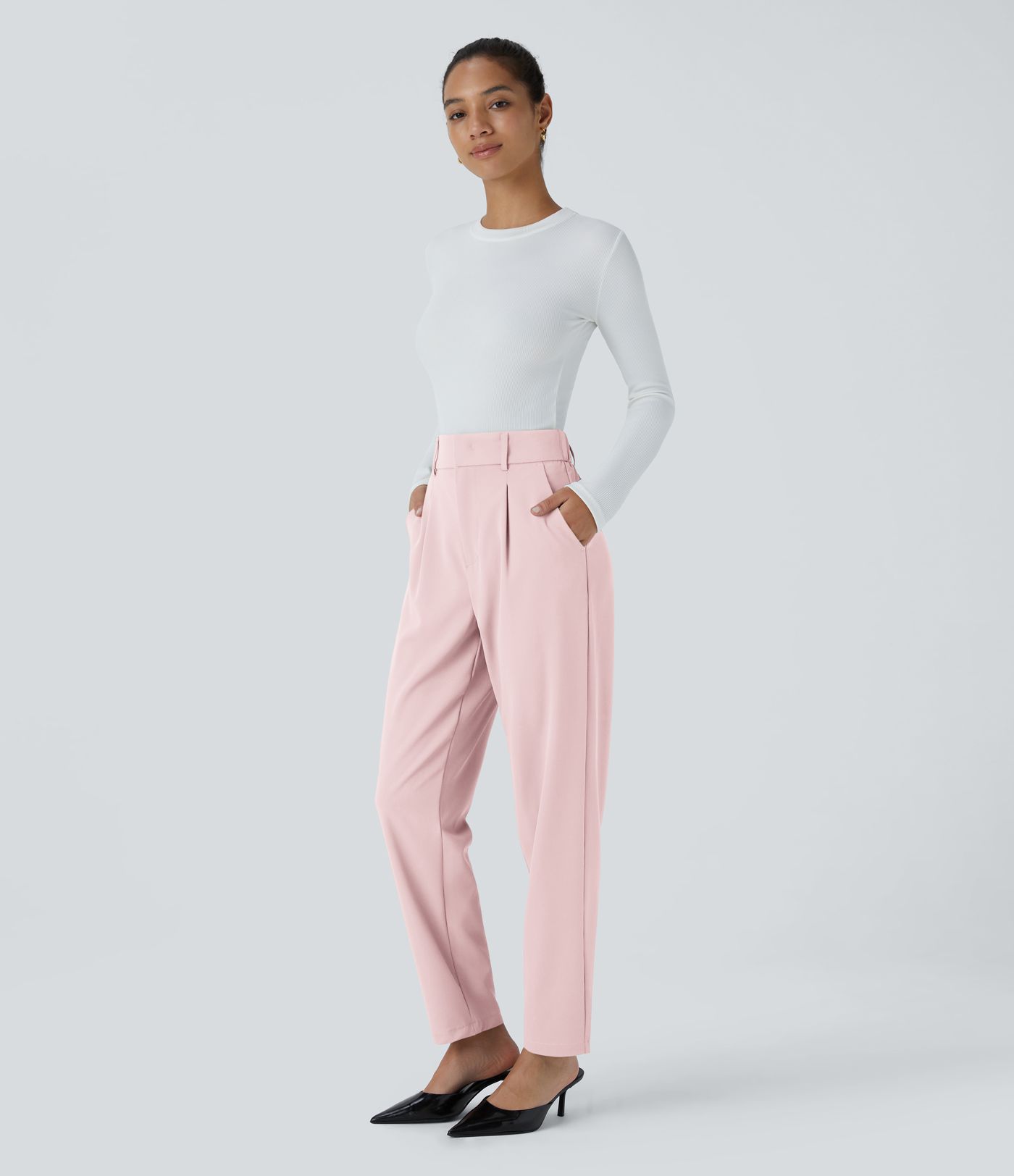 Halara Flex™ High Waisted Pocket Solid Work Tapered Trousers