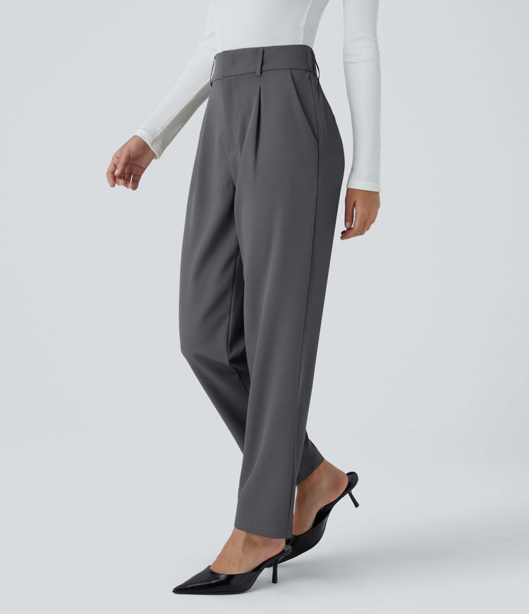Pantalon de travail Halara Flex™ fuselé uni, taille haute, avec poches