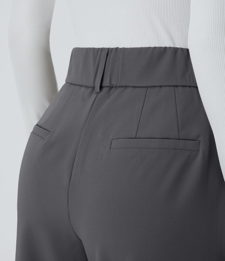 Pantalon de travail Halara Flex™ fuselé uni, taille haute, avec poches