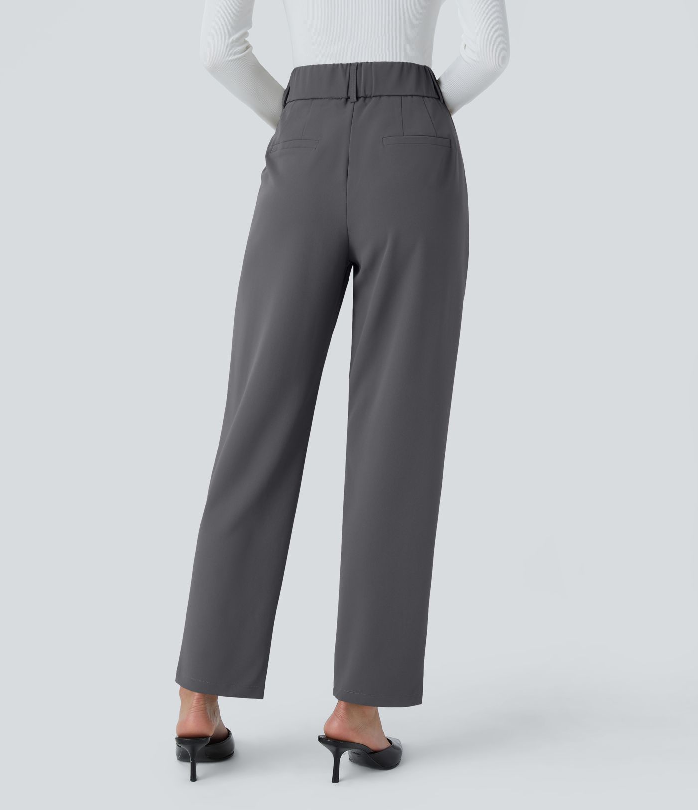 Pantalon de travail Halara Flex™ fuselé uni, taille haute, avec poches