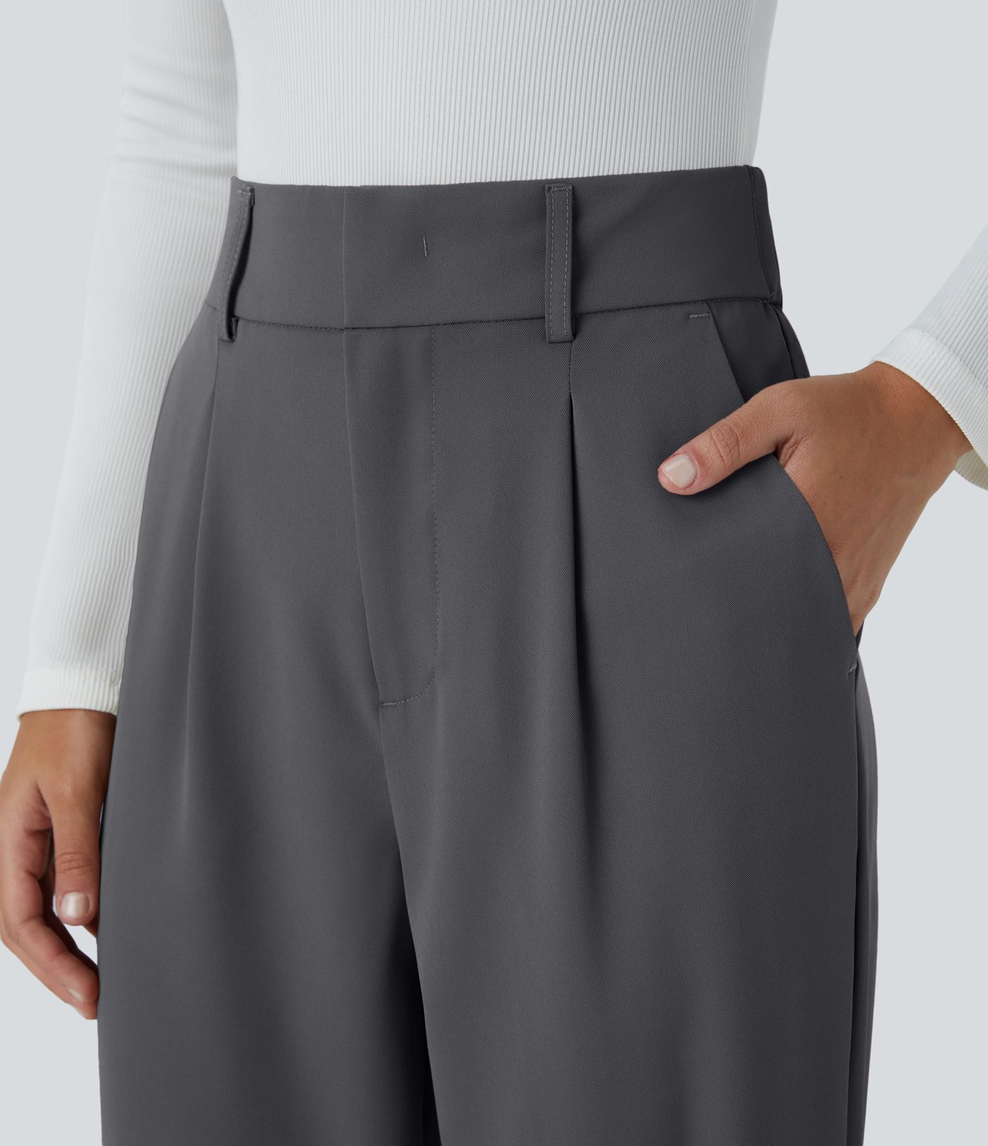 Pantalon de travail Halara Flex™ fuselé uni, taille haute, avec poches