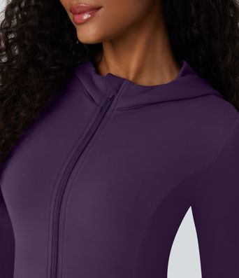 SoftlyZero™ Hooded Long Sleeve Thumb Hole Pleated Jacket with Pockets-UPF50+