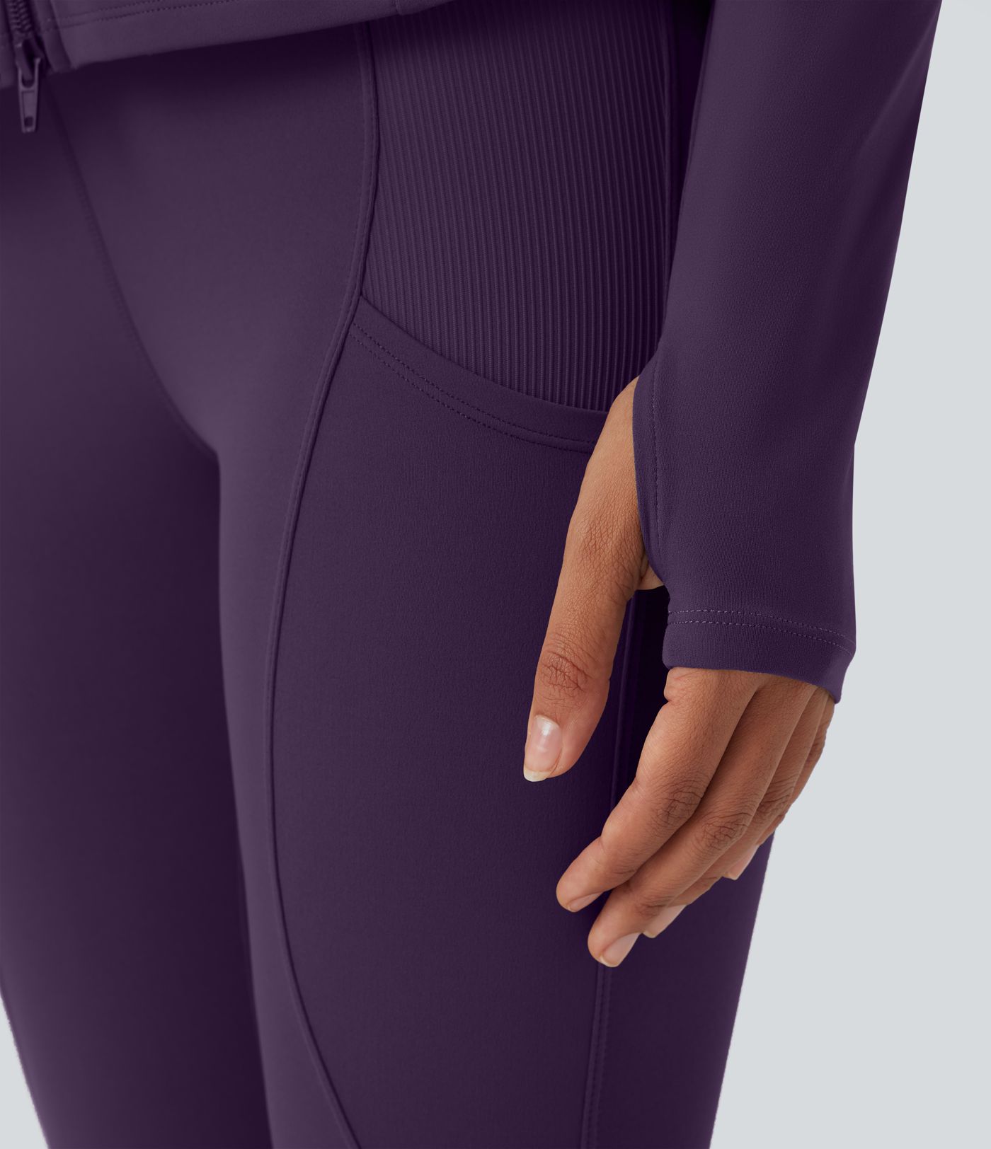 SoftlyZero™ Hooded Long Sleeve Thumb Hole Pleated Jacket with Pockets-UPF50+