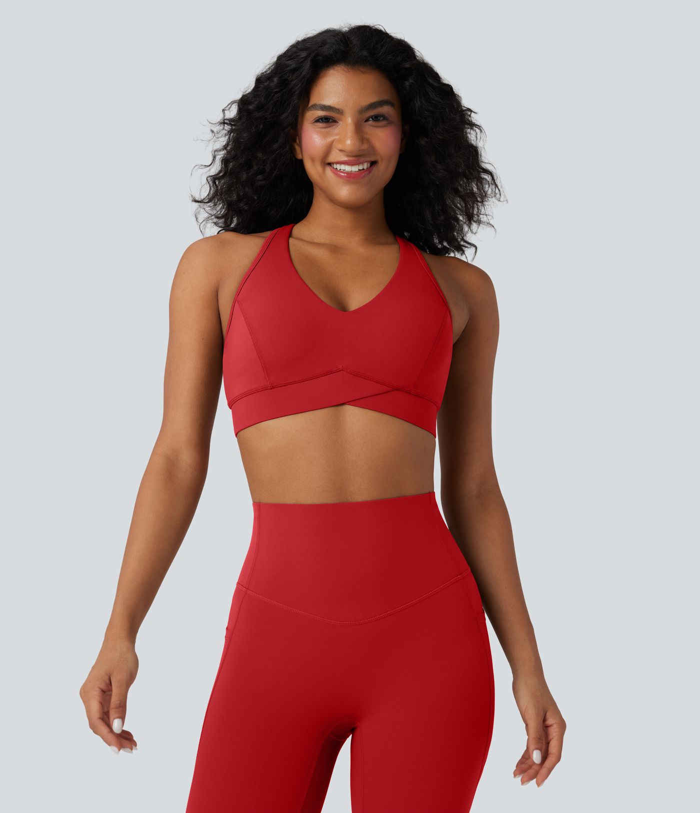 Halara UltraSculpt™ Medium Support V Neck Racerback Training Sports Bra