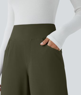 Halara Flex™ High Waisted Tummy Control Pockets Wide Leg Micro Waffle Work Pants