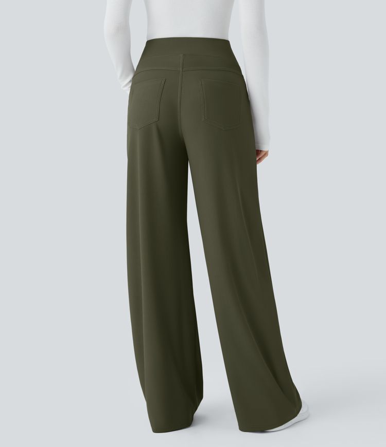 Halara Flex™ High Waisted Tummy Control Pockets Wide Leg Micro Waffle Work Pants