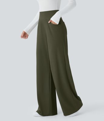 Halara Flex™ High Waisted Tummy Control Pockets Wide Leg Micro Waffle Work Pants