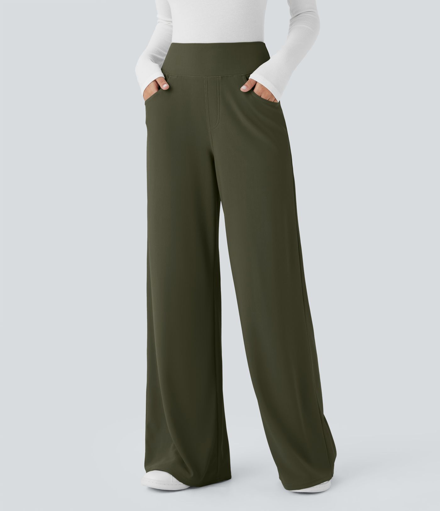 Halara Flex™ High Waisted Tummy Control Pockets Wide Leg Micro Waffle Work Pants