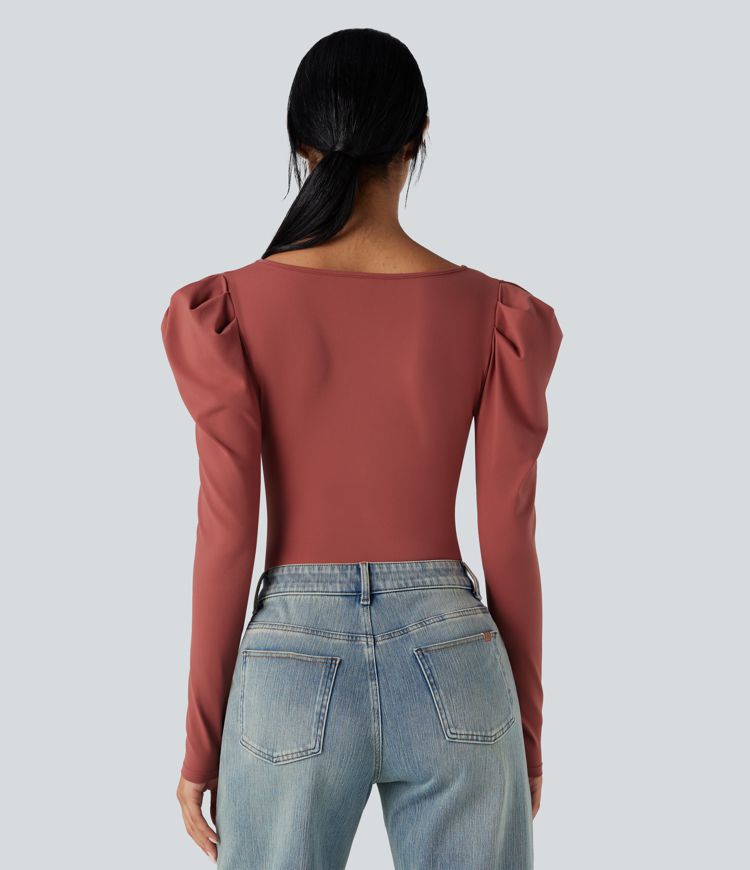 V Neck Long Sleeve Casual Bodysuit