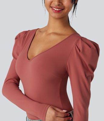 V Neck Long Sleeve Casual Bodysuit