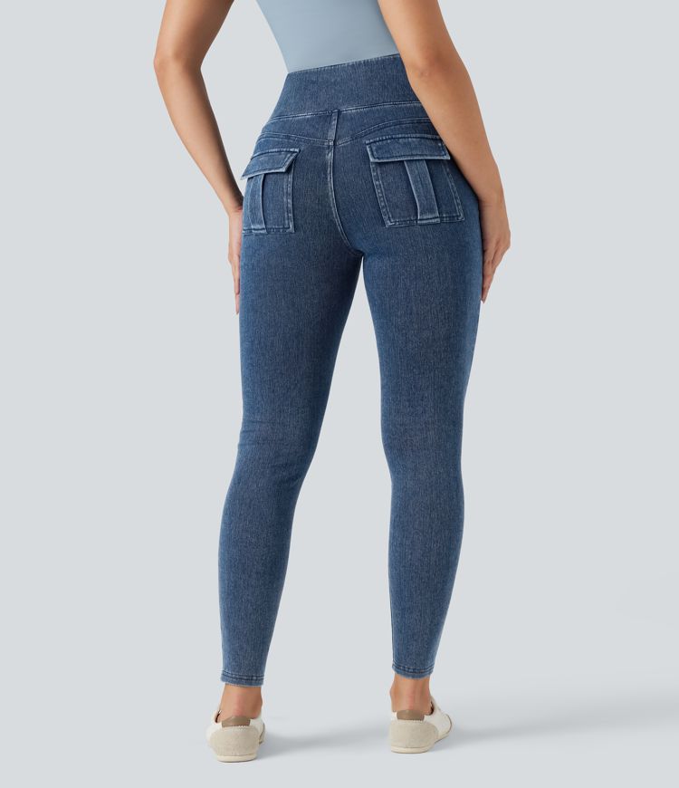 Halara Flex™ High Waisted Tummy Control Denim Casual Leggings with Pockets