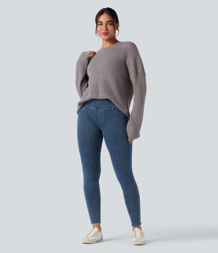 Halara Flex™ High Waisted Tummy Control Denim Casual Leggings with Pockets