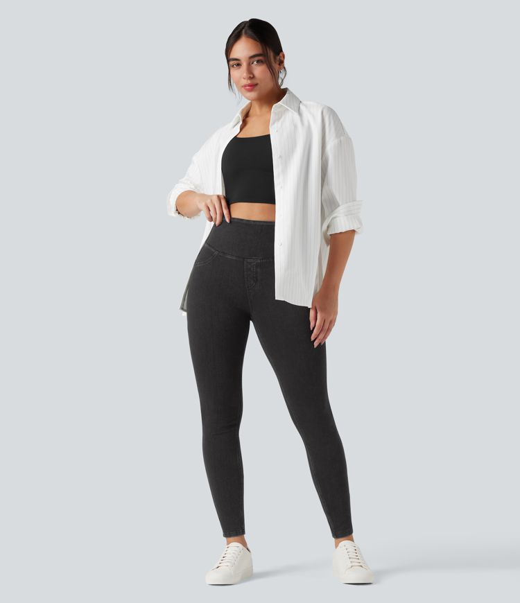 Halara Flex™ High Waisted Tummy Control Denim Casual Leggings with Pockets