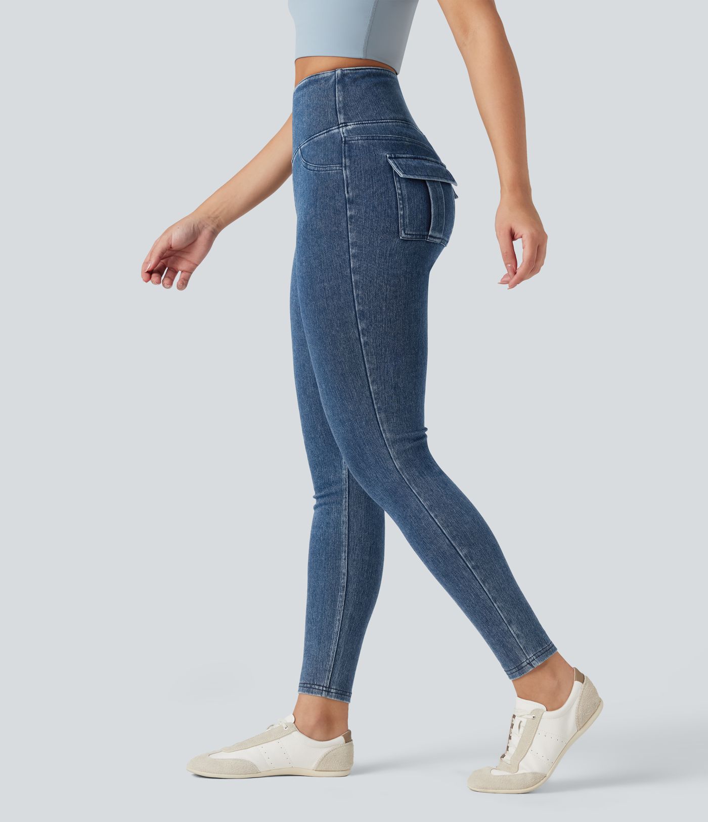 Halara Flex™ High Waisted Tummy Control Denim Casual Leggings with Pockets