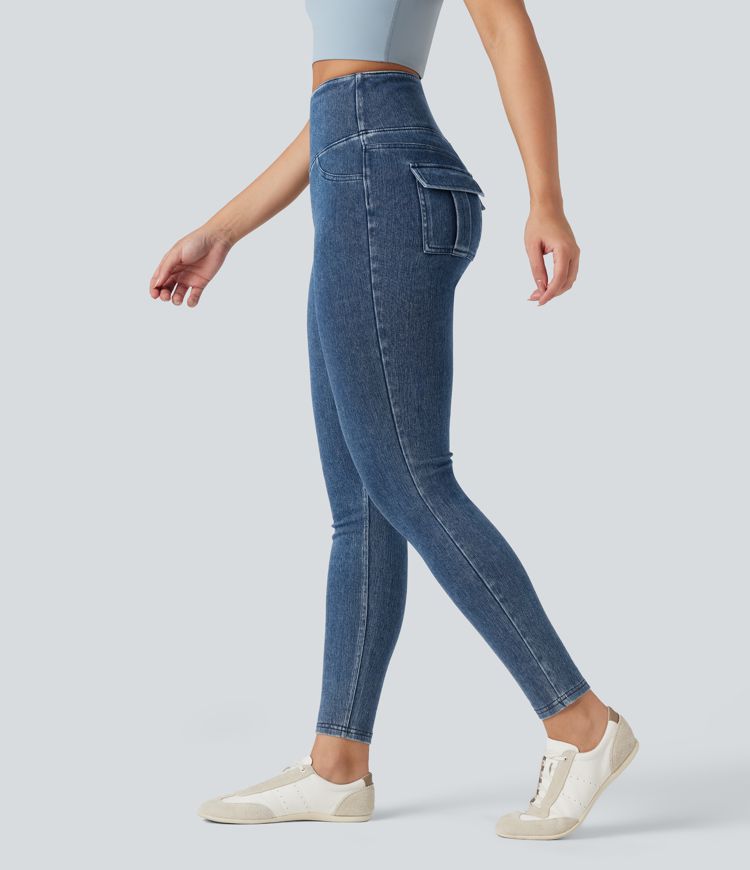 Halara Flex™ SoCinched High Waisted Tummy Control Denim Casual Leggings with Pockets