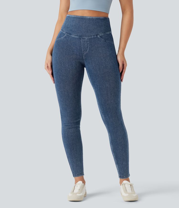 Halara Flex™ High Waisted Tummy Control Denim Casual Leggings with Pockets