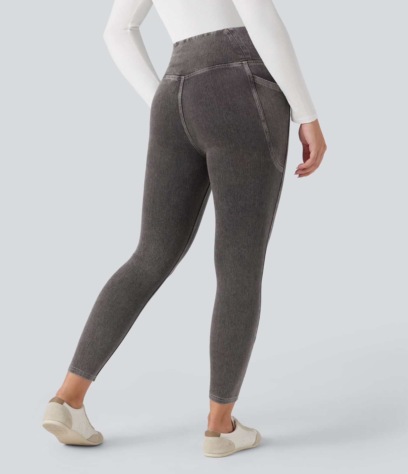 Halara Flex™ Crossover Pocket Washed Denim Work Leggings