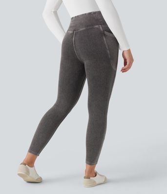 Halara Flex™ Crossover Pocket Washed Denim Work Leggings