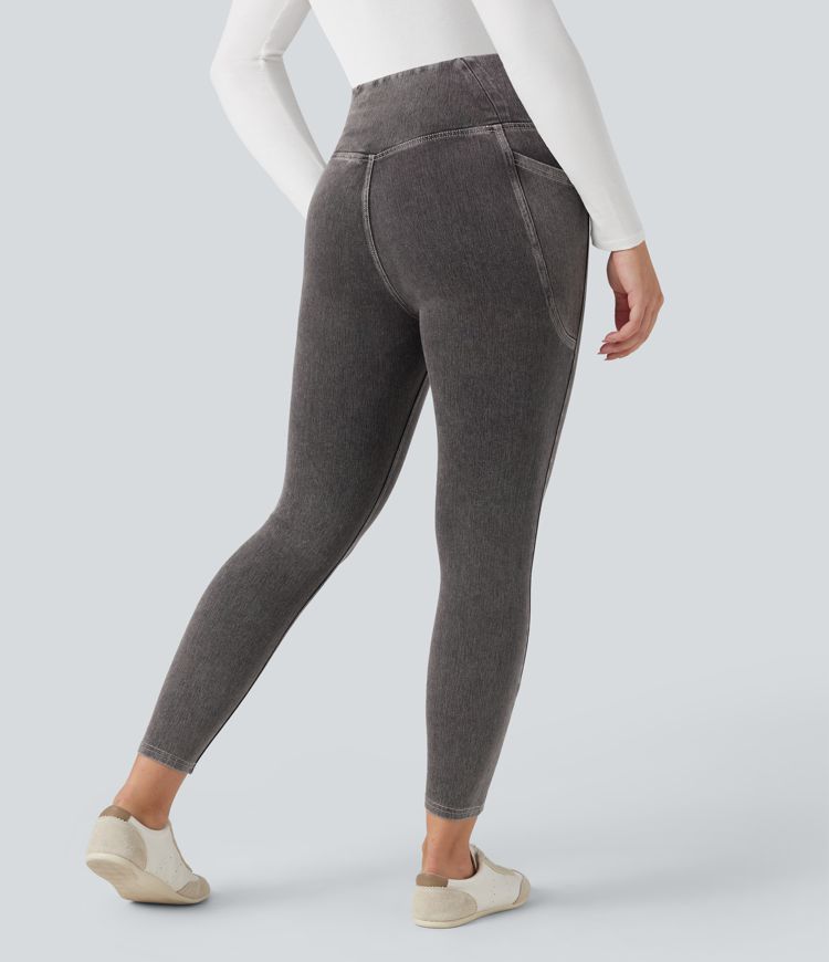 Halara Flex™ Crossover Pocket Washed Denim Work Leggings