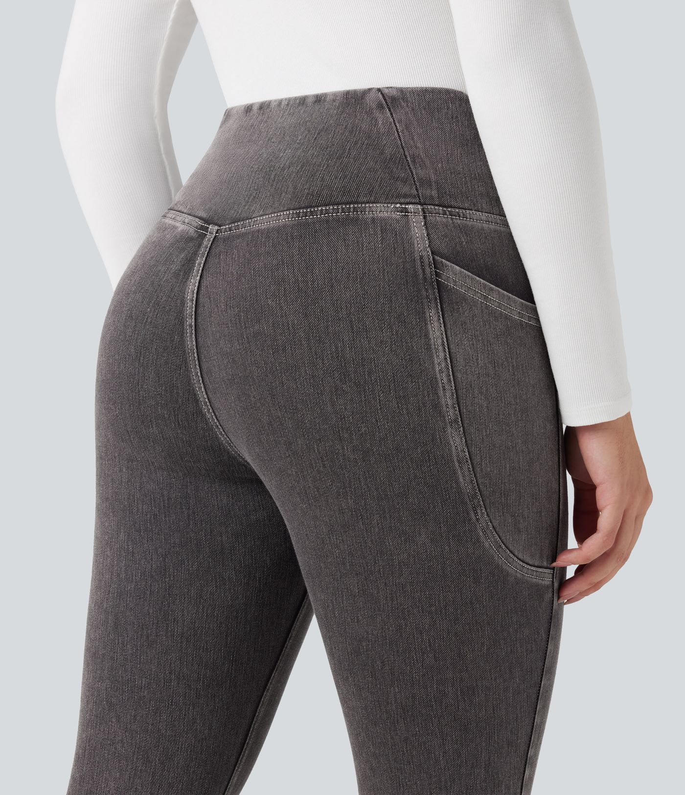 Halara Flex™ Crossover Pocket Washed Denim Work Leggings
