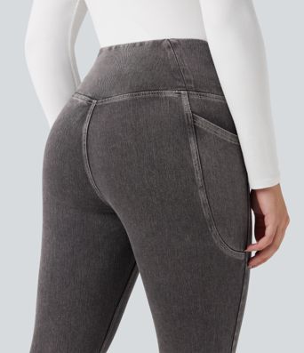 Halara Flex™ Crossover Pocket Washed Denim Work Leggings