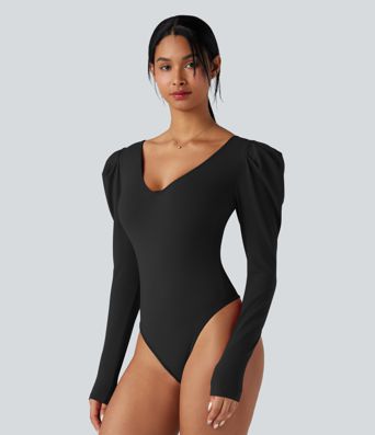 V Neck Long Sleeve Casual Bodysuit