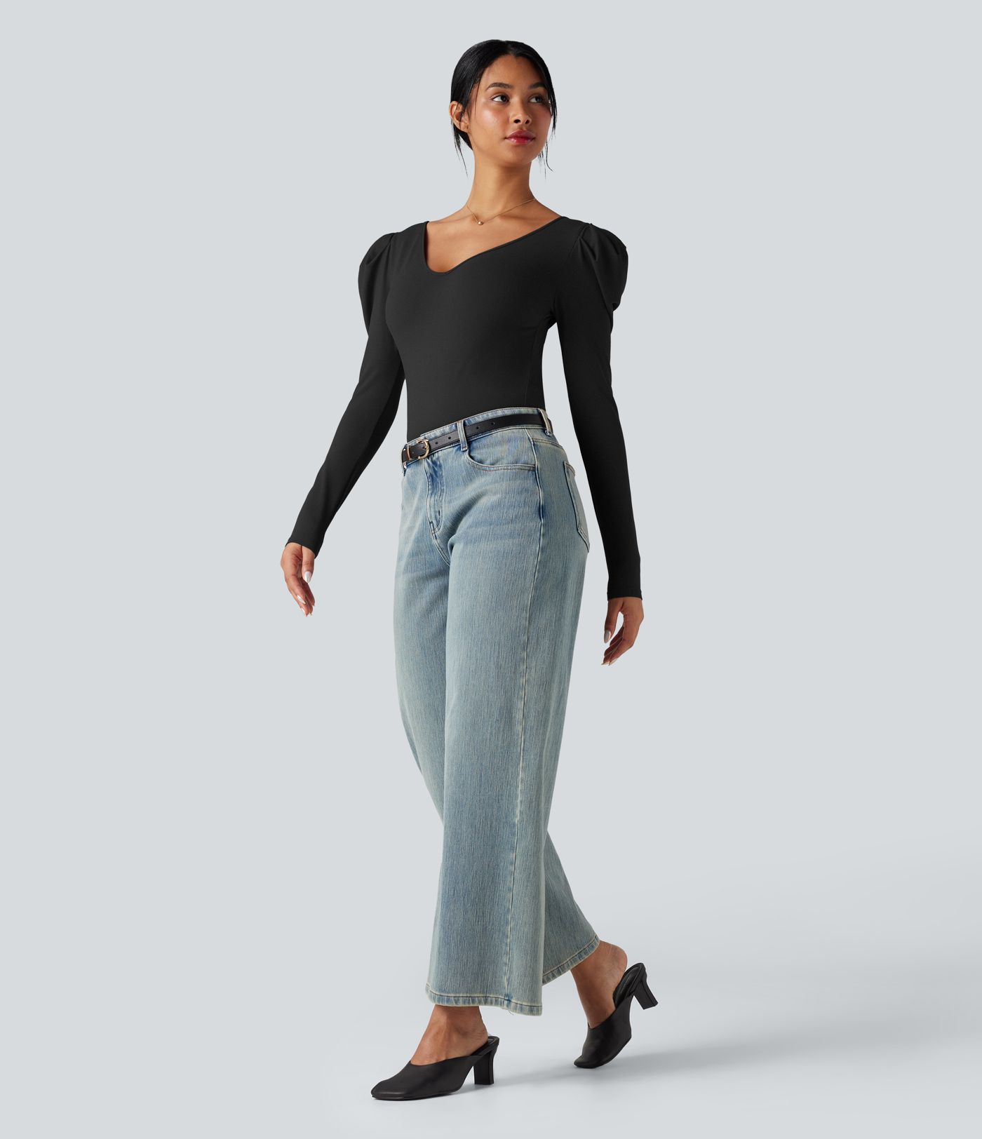 V Neck Long Sleeve Casual Bodysuit