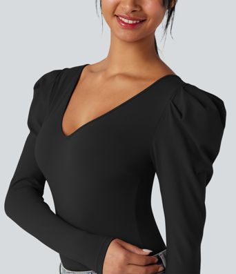 V Neck Long Sleeve Casual Bodysuit