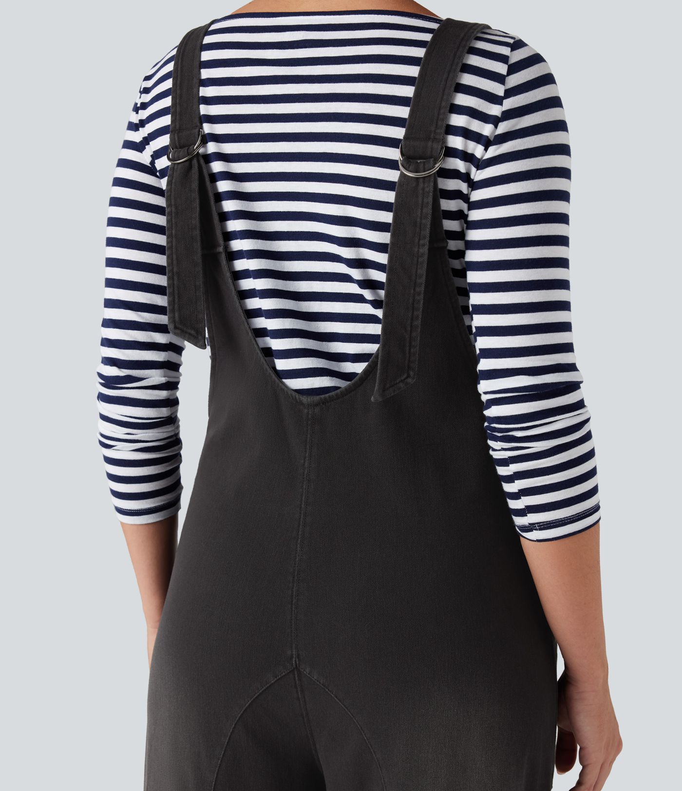 Halara Flex™ V Neck Adjustable Straps Washed Denim Casual Overalls with Pockets