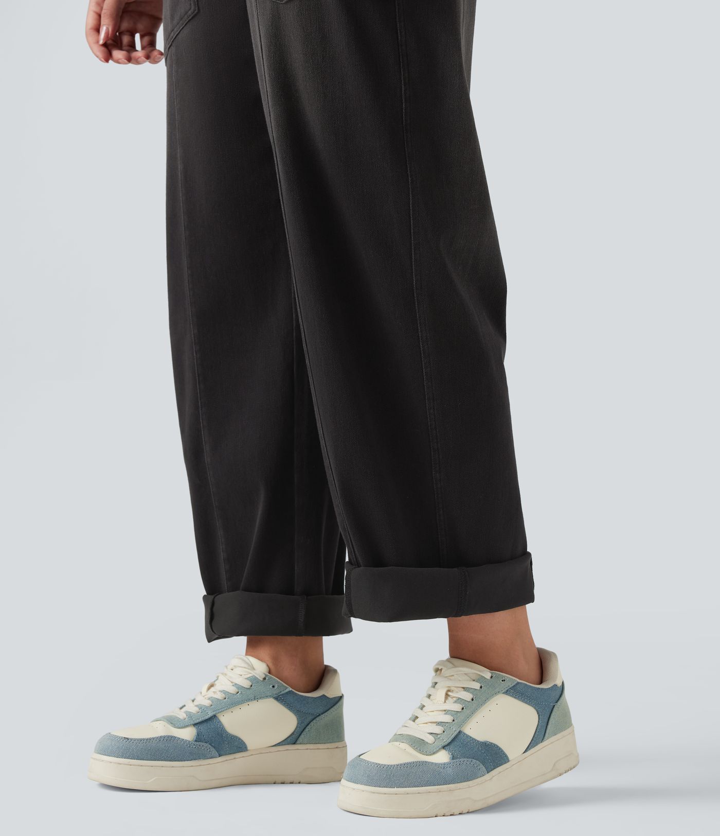 Halara Flex™ V Neck Adjustable Straps Washed Denim Casual Overalls with Pockets