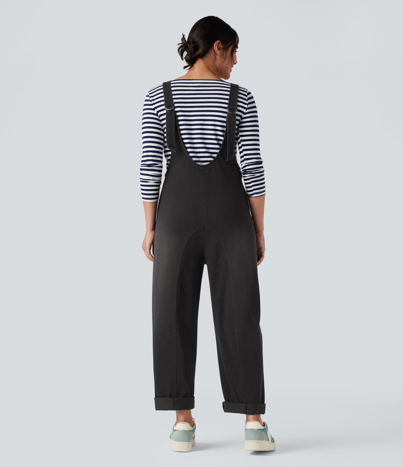 Halara Flex™ V Neck Adjustable Straps Washed Denim Casual Overalls with Pockets