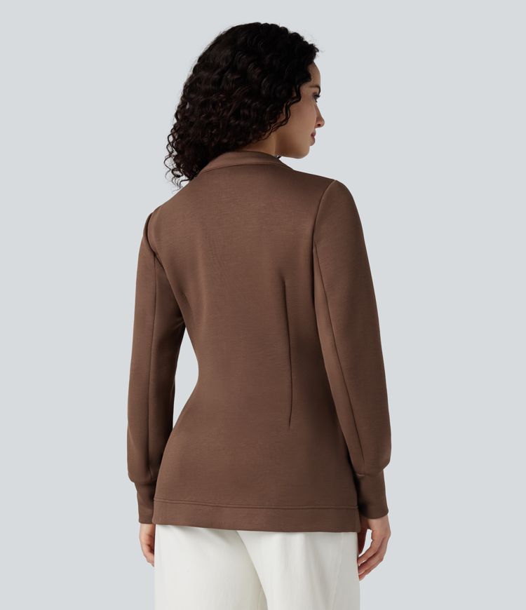 Manteau col montant manches longues à nœud avec poches