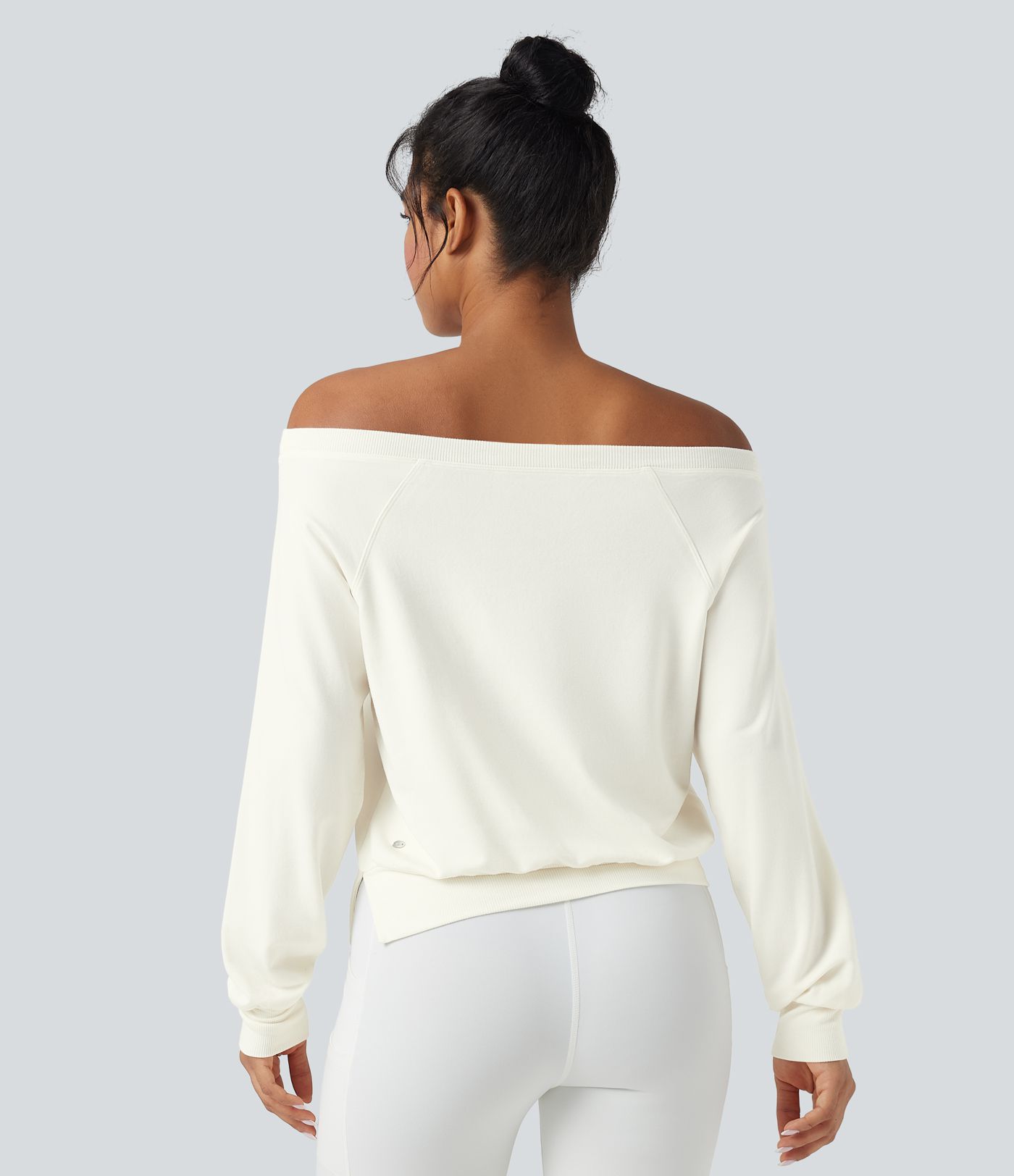 Off-shoulder Long Sleeve Fleece Yoga Sports Top