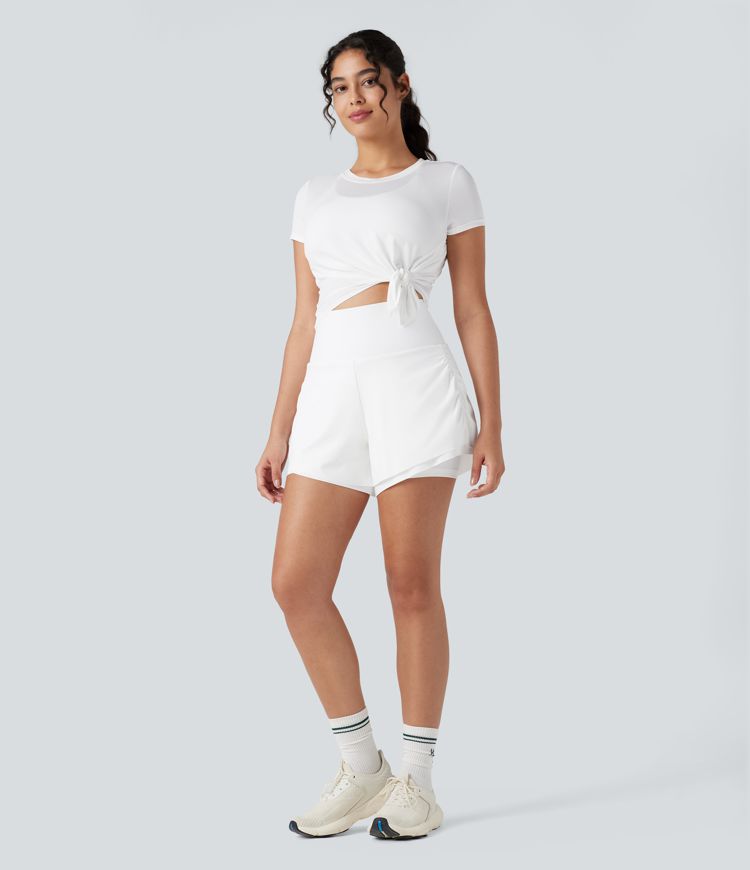 SoftlyZero™ Airy High Waisted Tummy Control 2-in-1 Cool Touch Yoga Shorts 5'' with Pockets