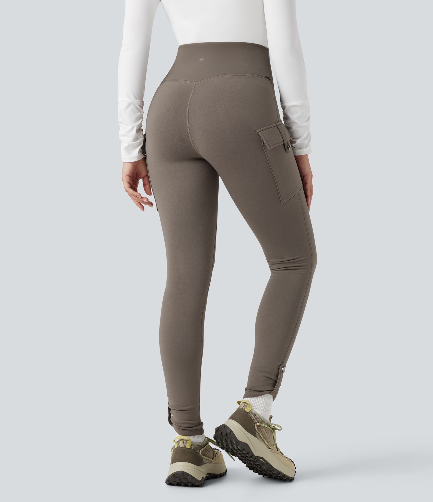 High Waisted Tummy Control Fleece Hiking Leggings with Pockets