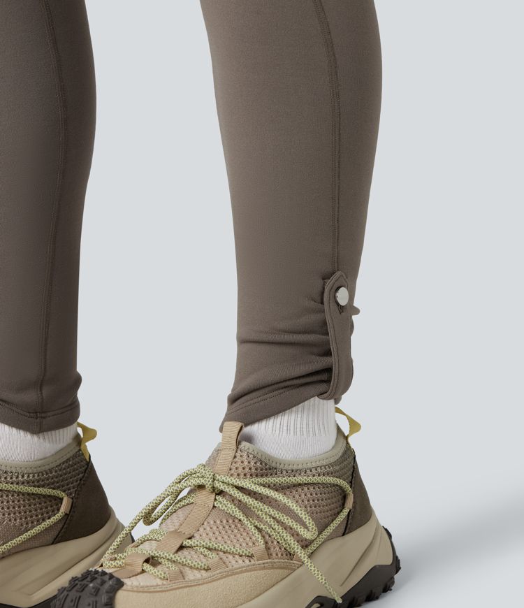 High Waisted Tummy Control Fleece Hiking Leggings with Pockets