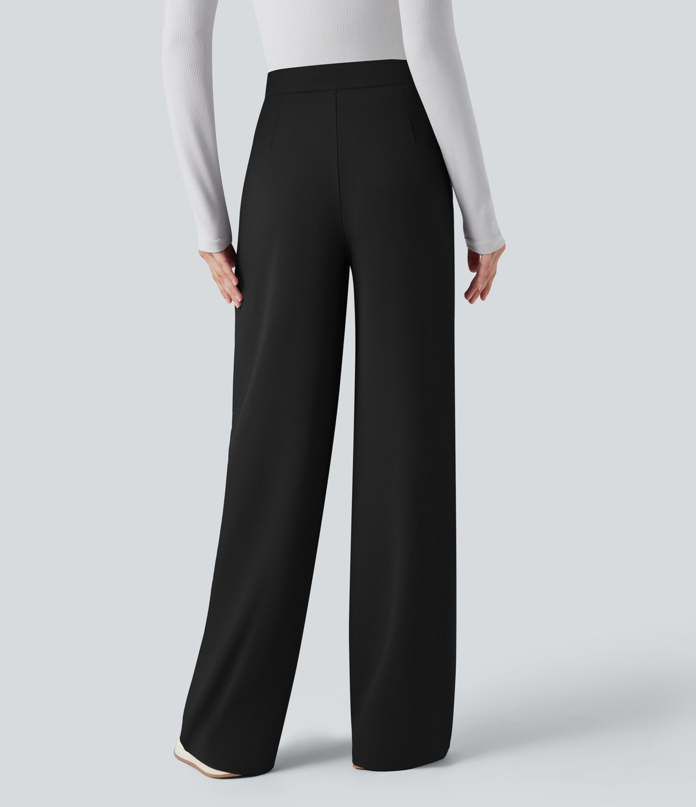 Pantalones casuales asimétricos de tiro medio y pernera ancha con bolsillos