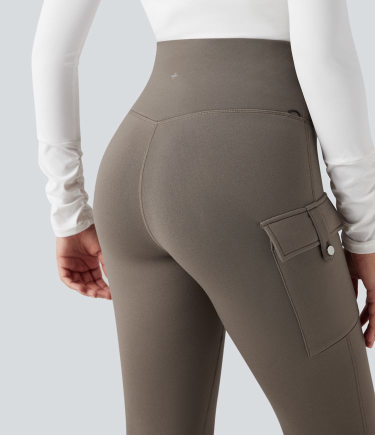 High Waisted Tummy Control Fleece Hiking Leggings with Pockets