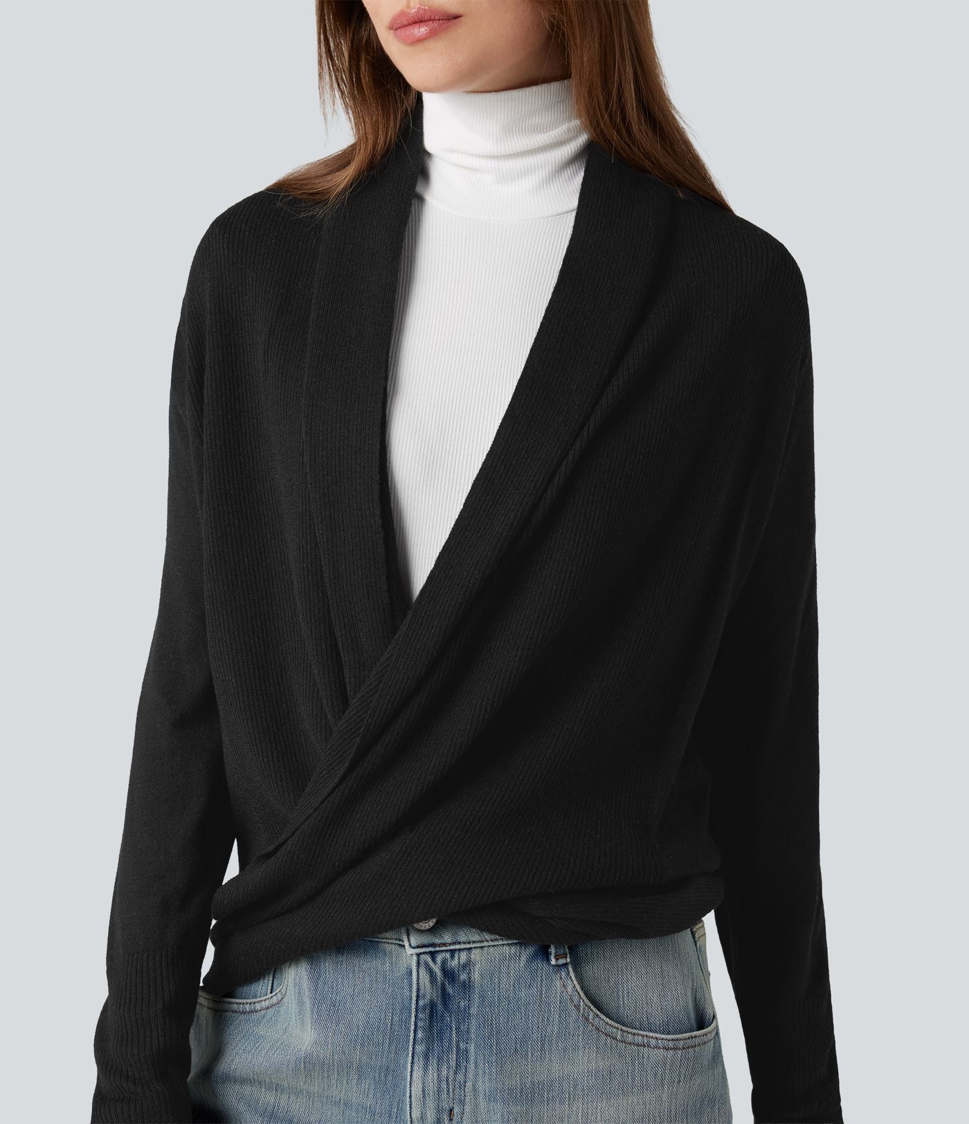 Lässiger Wickel-Cardigan mit Langarm​