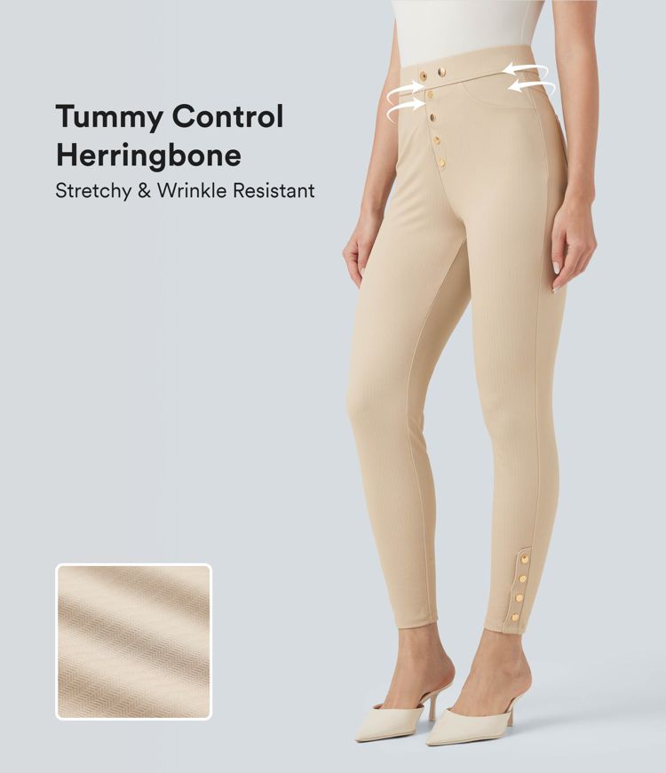 Halara Flex™ High Waisted Tummy Control Herringbone Work Skinny Pants with Pockets