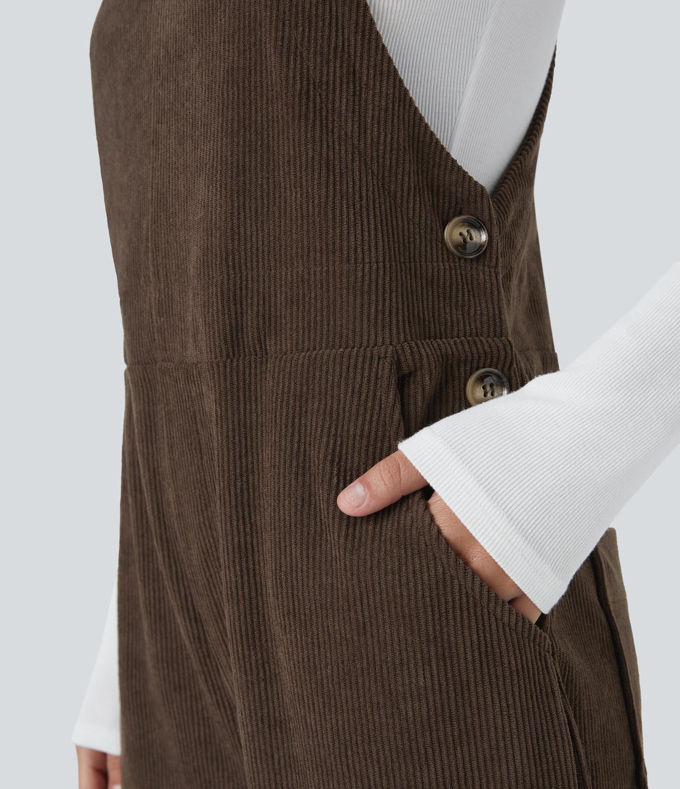 Lässige Latzhose mit verstellbarem Gürtel, mehreren Taschen, geradem Bein und Kordelzug