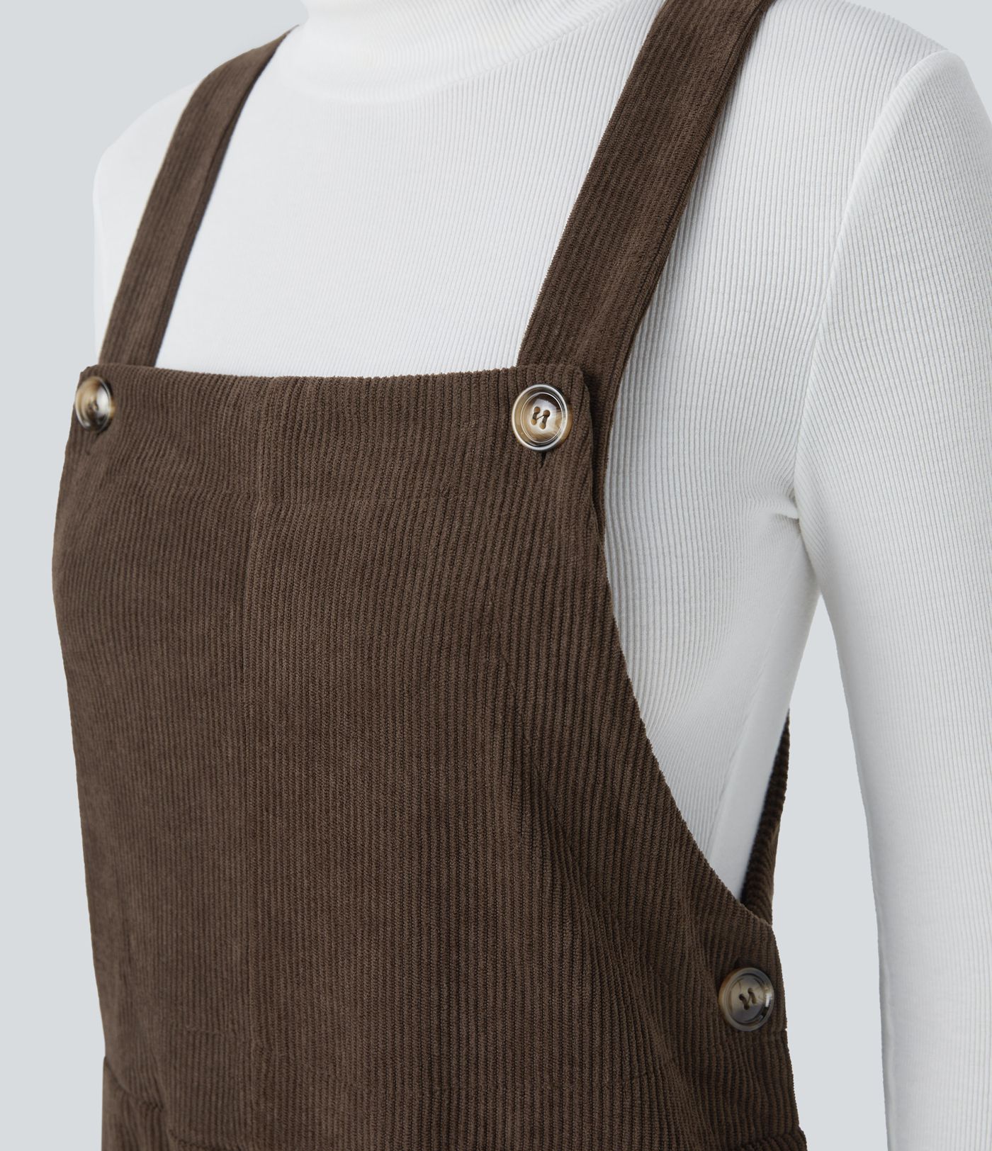 Lässige Latzhose mit verstellbarem Gürtel, mehreren Taschen, geradem Bein und Kordelzug