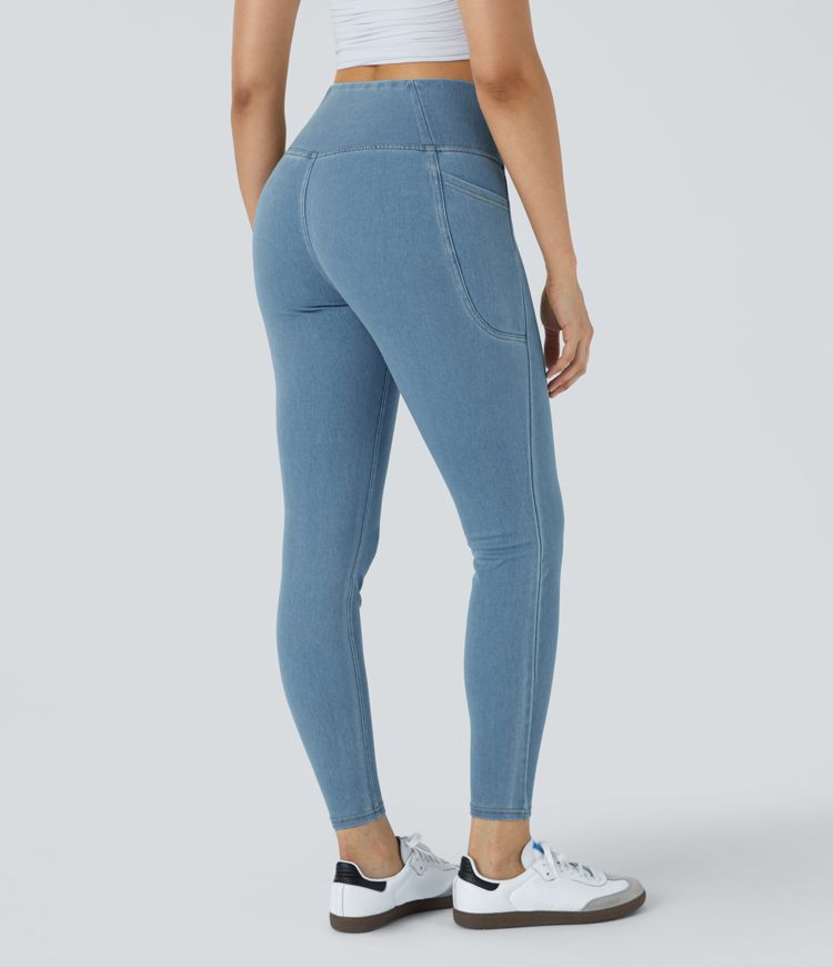Halara Flex™ Crossover Pocket Washed Denim Work Leggings