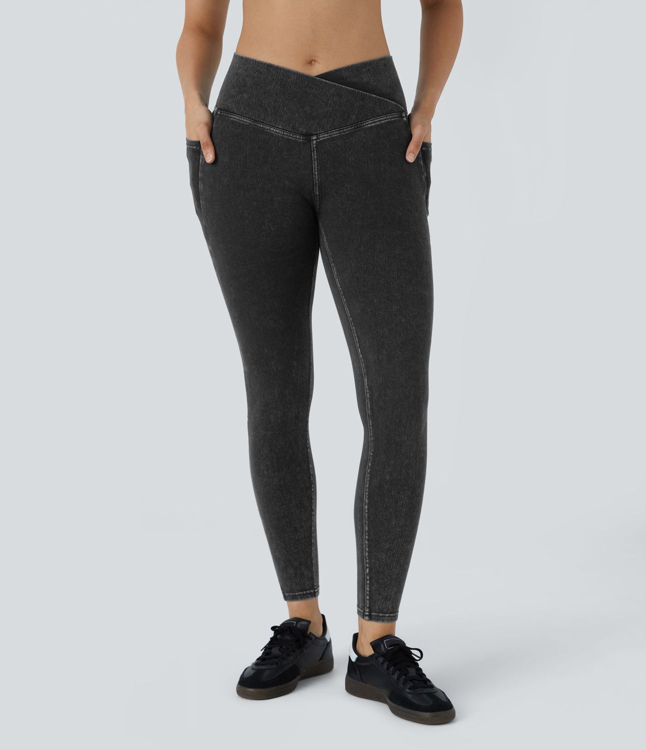 Leggings Halara Flex™ Denim oficina mezclilla elástico lavado bolsillo lateral cruzado