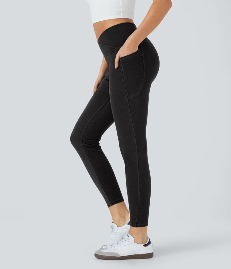 Leggings de Travail en Jean Lavé avec Poche Crossover Halara Flex™
