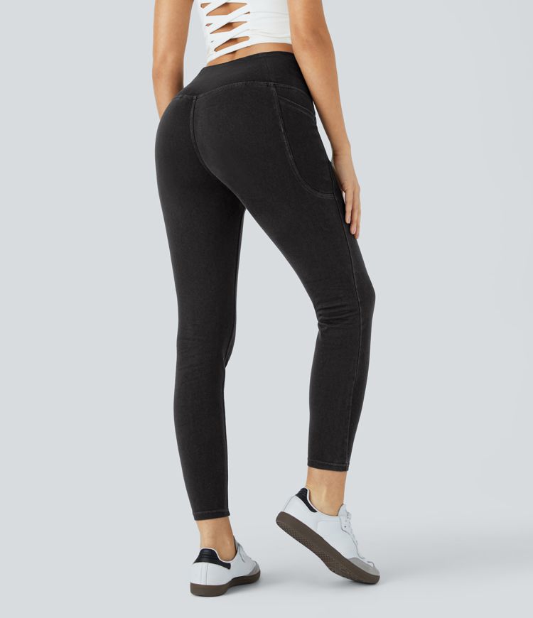 Leggings de Travail en Jean Lavé avec Poche Crossover Halara Flex™