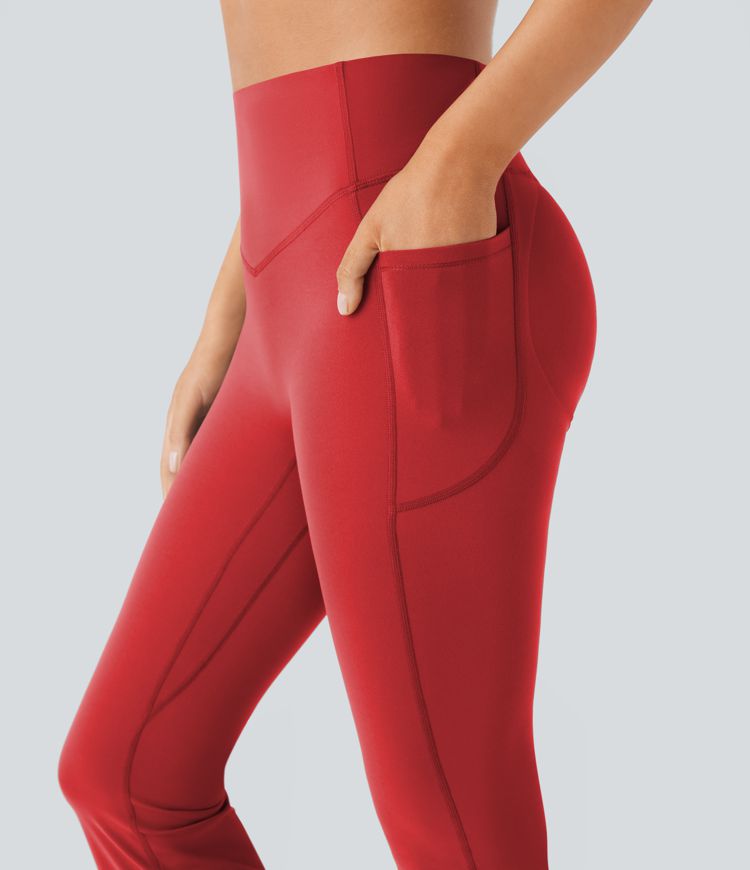 SoCinched High Waisted Butt Lifting Tummy Control Side Pocket Shaping Yoga UltraSculpt Bootcut Leggings
