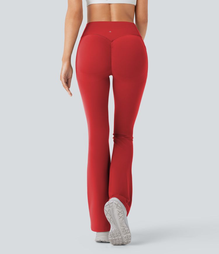 SoCinched High Waisted Scrunch Butt Lifting Tummy Control Side Pocket Shaping Yoga UltraSculpt Bootcut Leggings
